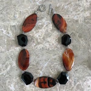 Black and tortoiseshell brown statement necklace
